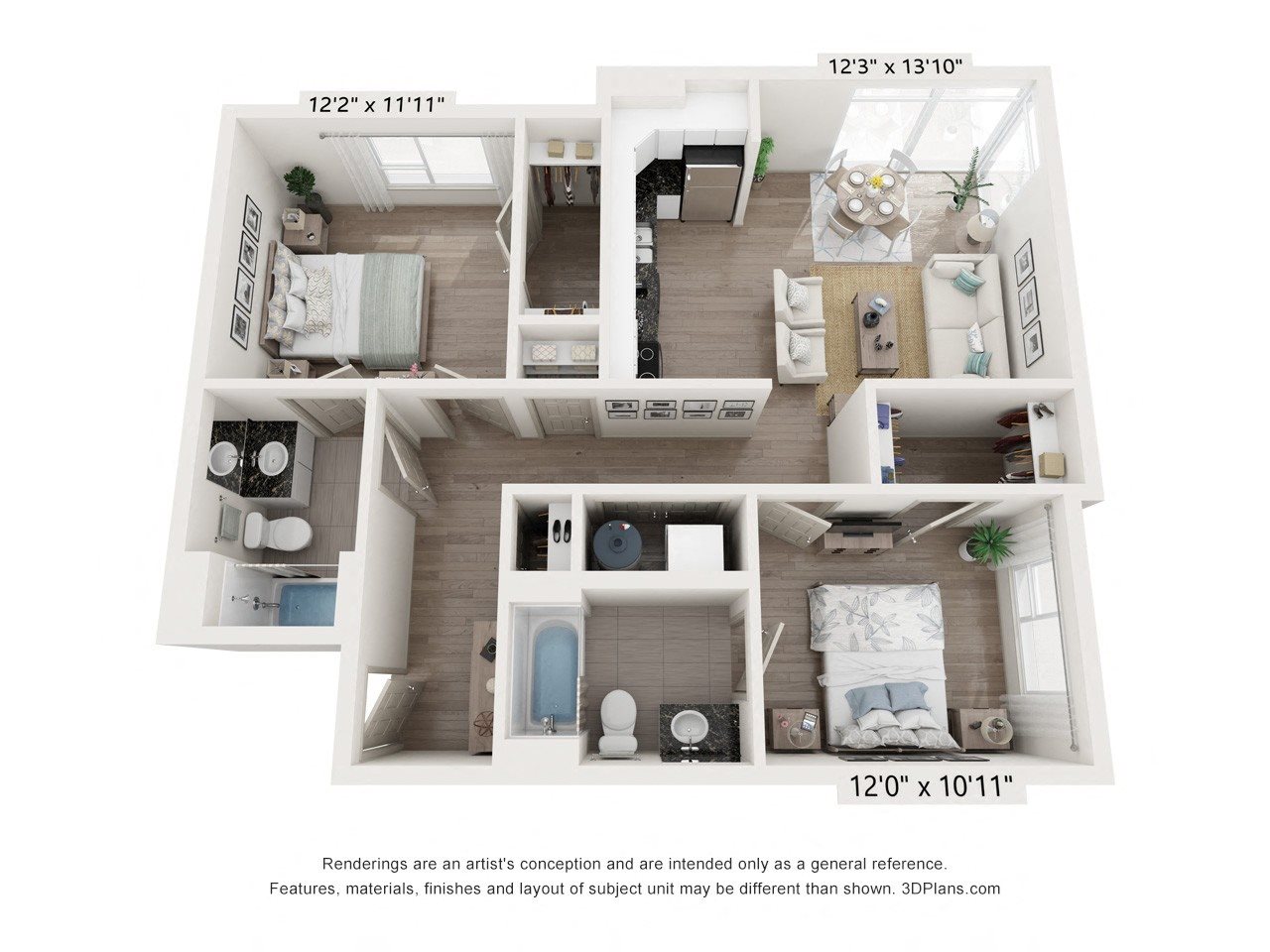 The Bowline 2 Bed 2 Bath Floor Plan The Bowline 2 Bed 2 Bath Floor Plan at The Point on 38th, Norfolk, Virginia